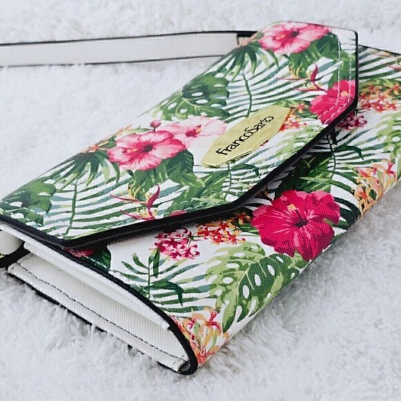 Franco Sarto Floral Crosshatch Texture Faux Leather Mini Crossbody Organizer - Picture 7 of 16